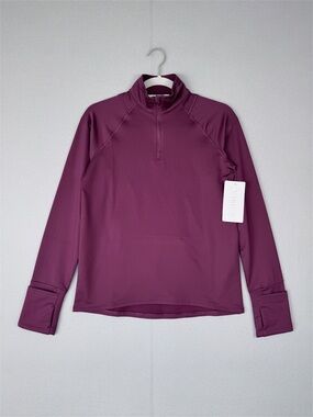 ATHLETA Whistler Half Zip Pullover XS Burgundy Thumbhole Quick Drying